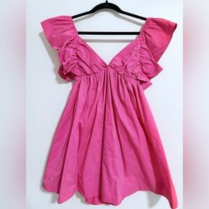 Pink Ruffled Sleeveless Dress